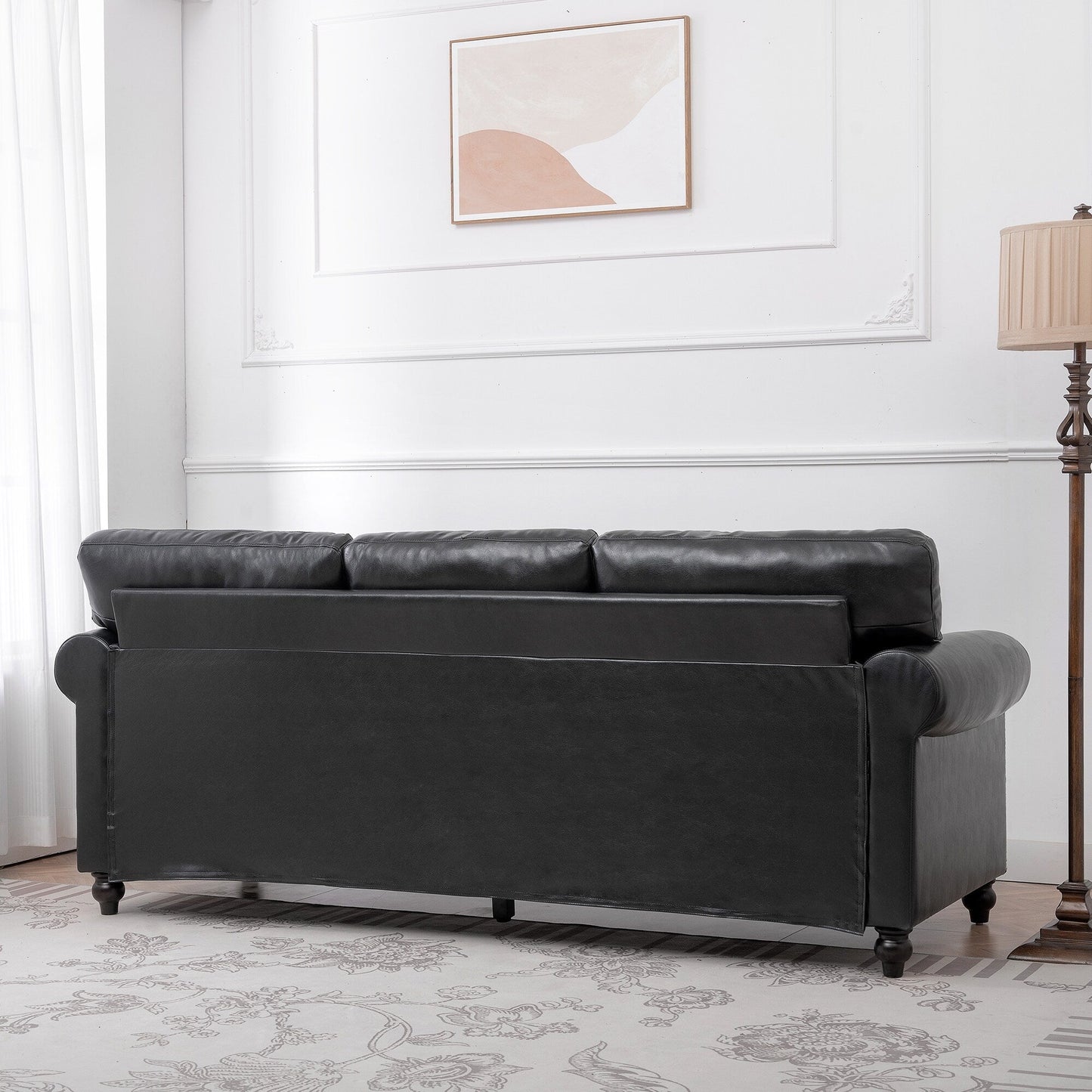 Canapé 3 places rembourré avec clous et pieds en bouleau pour salon (83,86 €)