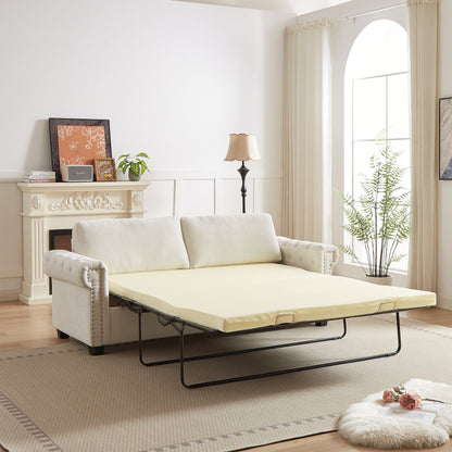 Canapé-lit convertible 2 en 1 en polyester 3 places avec matelas pliable pour salon