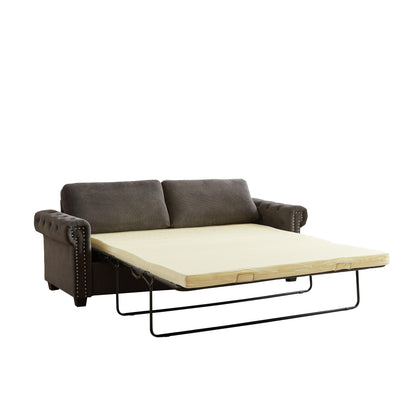 Canapé-lit convertible 2 en 1 en polyester 3 places avec matelas pliable pour salon