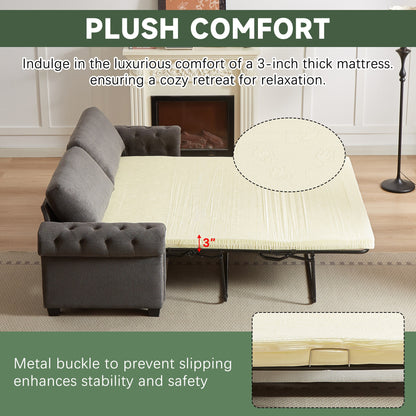 Canapé-lit convertible 2 en 1 en polyester 3 places avec matelas pliable pour salon