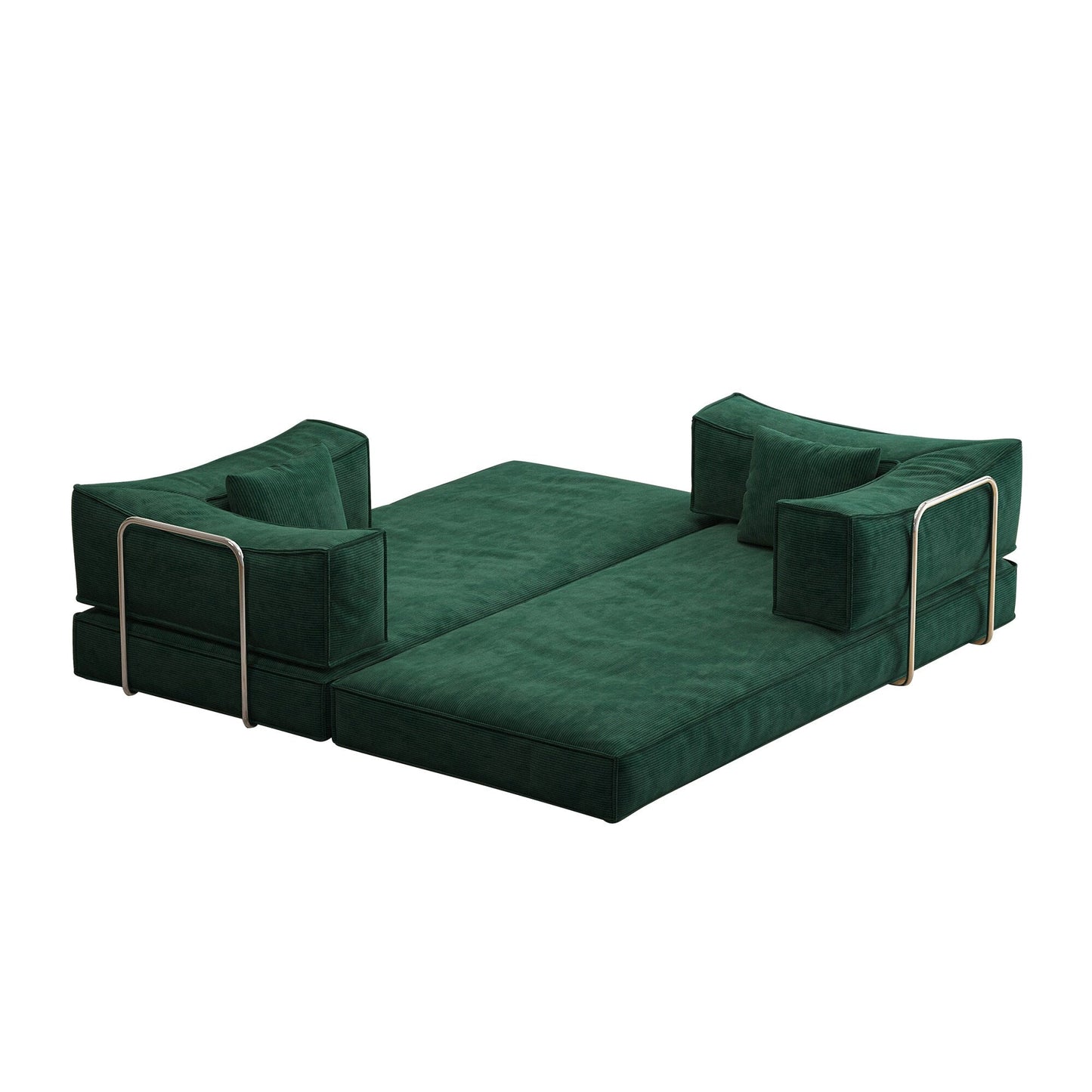 Canapé-lit convertible rembourré 83 en velours côtelé, futon pliable avec 2 oreillers