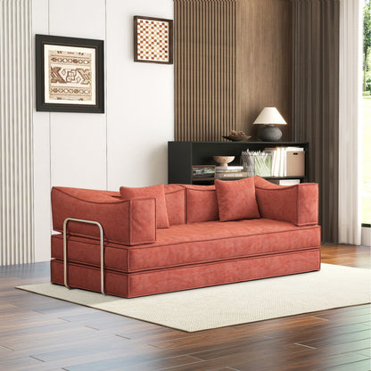 Canapé-lit convertible rembourré 83 en velours côtelé, futon pliable avec 2 oreillers