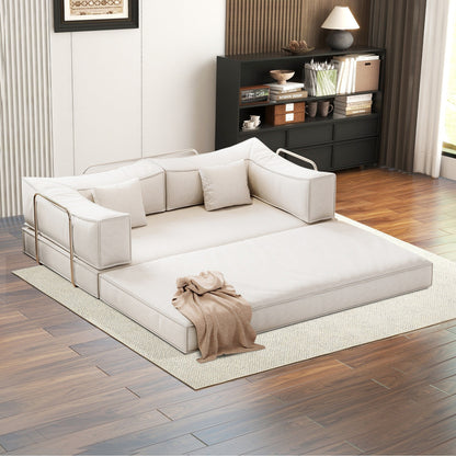 Canapé-lit convertible rembourré 83 en velours côtelé, futon pliable avec 2 oreillers