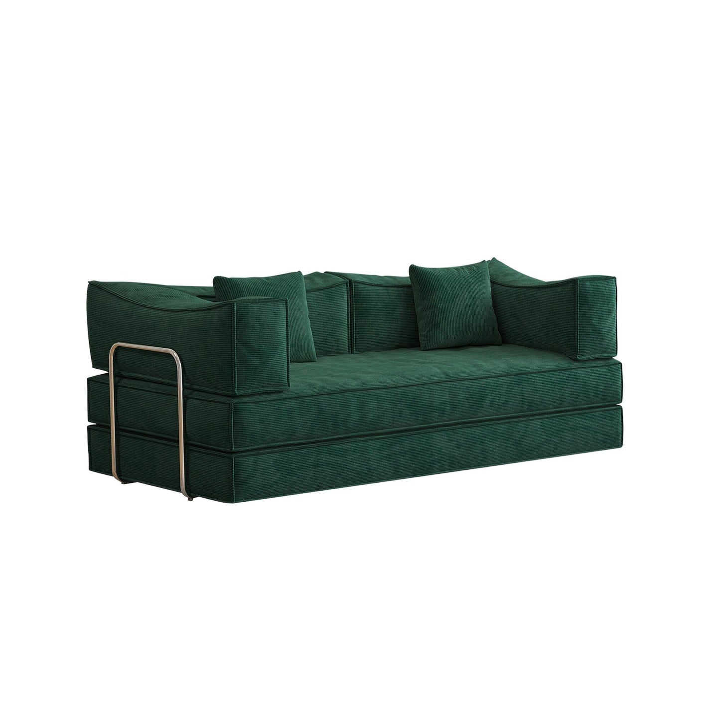 Canapé-lit convertible rembourré 83 en velours côtelé, futon pliable avec 2 oreillers