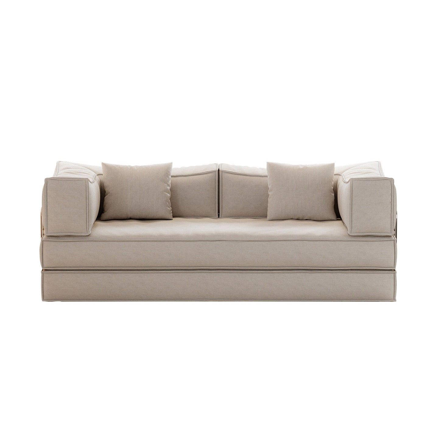 Canapé-lit convertible rembourré 83 en velours côtelé, futon pliable avec 2 oreillers