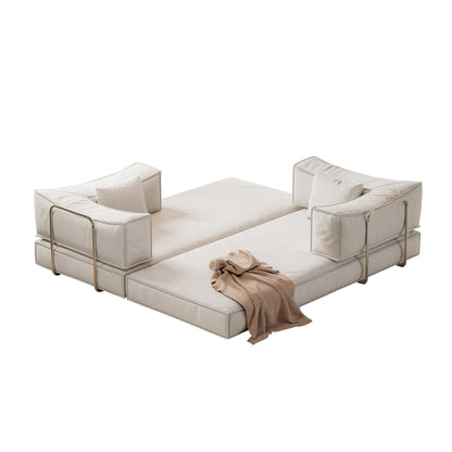 Canapé-lit convertible rembourré 83 en velours côtelé, futon pliable avec 2 oreillers
