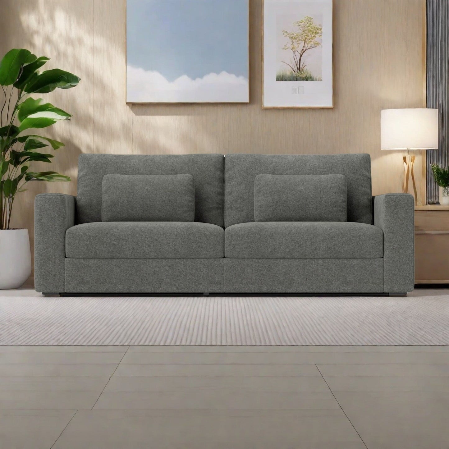 Canapé 3 places en tissu 83Fabric - Confort moelleux à double rembourrage pour salons modernes