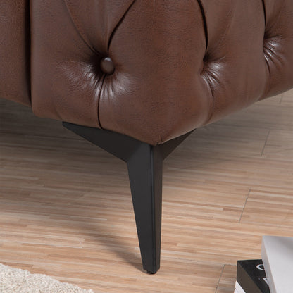 Canapé 3 places traditionnel en polyuréthane 84.06 avec accoudoirs carrés et coussins amovibles, assise à ressorts ensachés et base en fer