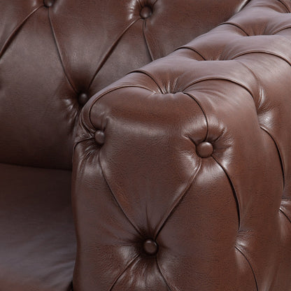 Canapé 3 places traditionnel en polyuréthane 84.06 avec accoudoirs carrés et coussins amovibles, assise à ressorts ensachés et base en fer