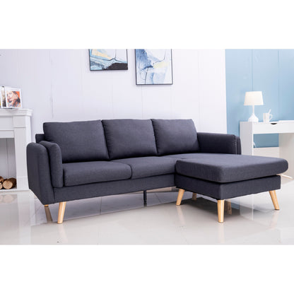Canapé en L de 84,6 pouces avec repose-pieds interchangeables - Idéal pour le salon et l'appartement