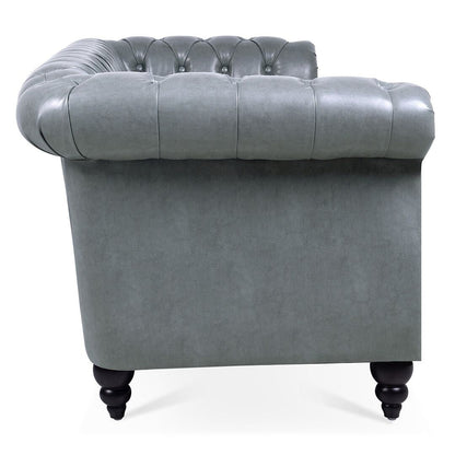 Canapé Chesterfield capitonné en similicuir avec accoudoirs roulés (84,65 po)