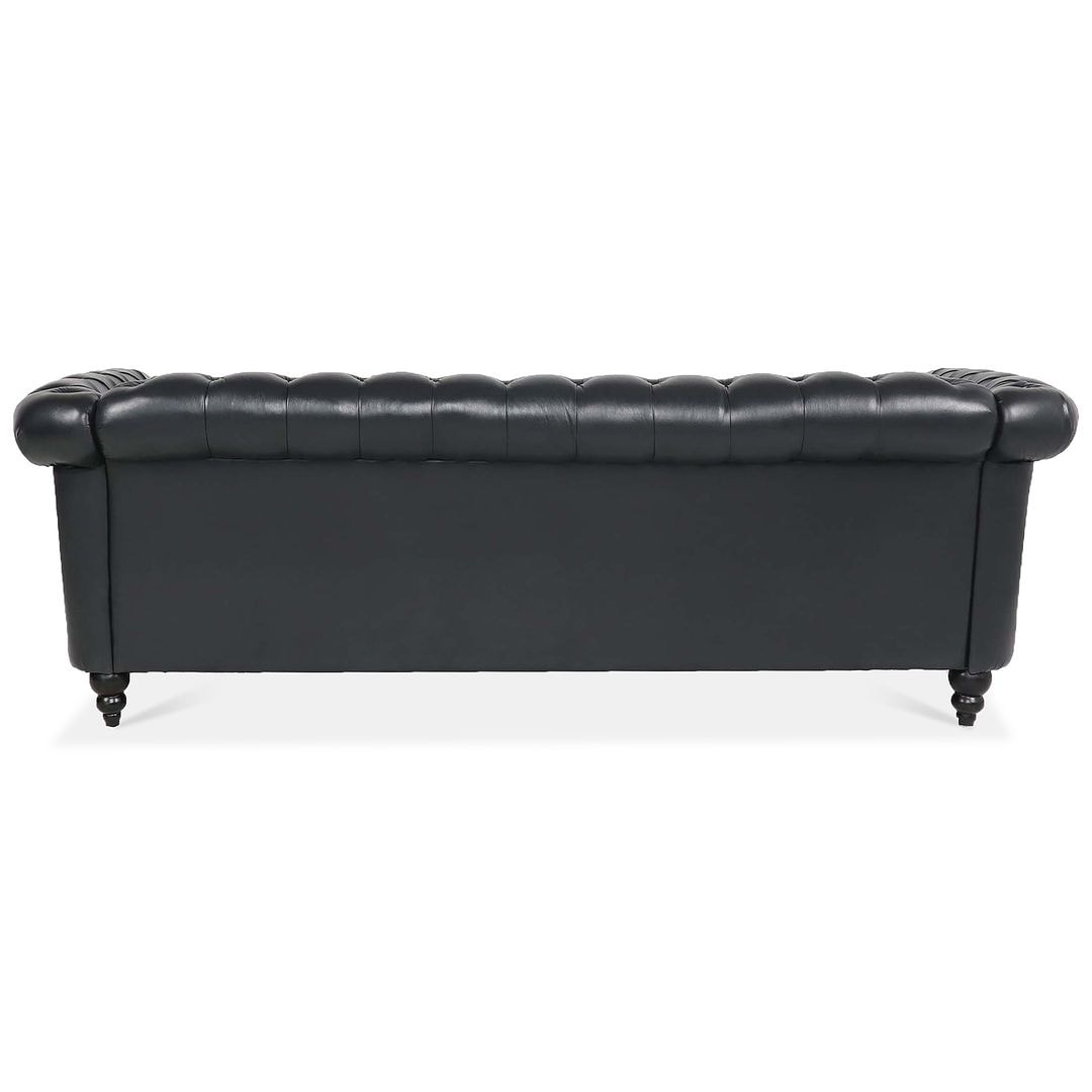 Canapé Chesterfield capitonné en similicuir avec accoudoirs roulés (84,65 po)