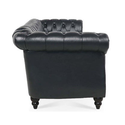 Canapé Chesterfield capitonné en similicuir avec accoudoirs roulés (84,65 po)