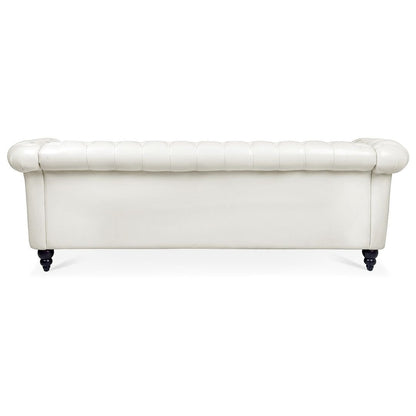 Canapé Chesterfield capitonné en similicuir avec accoudoirs roulés (84,65 po)