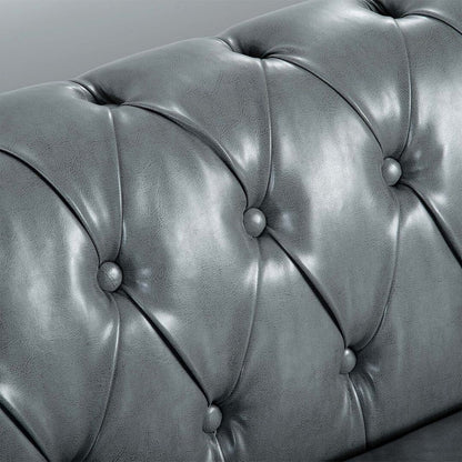 Canapé Chesterfield capitonné en similicuir avec accoudoirs roulés (84,65 po)