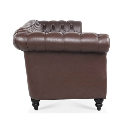 Canapé Chesterfield capitonné en similicuir avec accoudoirs roulés (84,65 po)