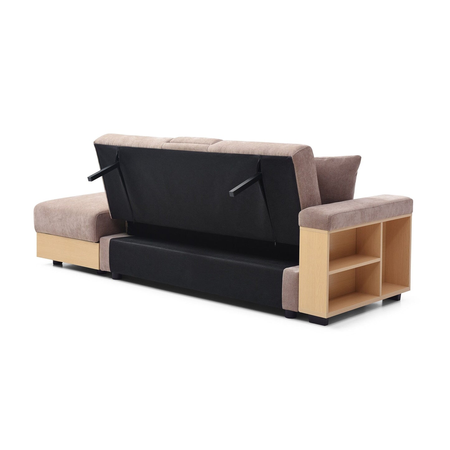 Canapé-lit convertible 3 places en coton et lin (84,65 €) avec pouf de rangement, table rabattable et 2 tiroirs