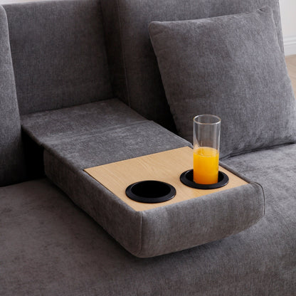 Canapé-lit convertible 3 places en coton et lin (84,65 €) avec pouf de rangement, table rabattable et 2 tiroirs