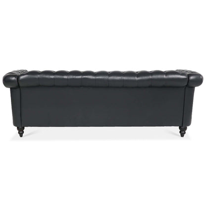 Canapé Chesterfield en similicuir avec accoudoirs roulés (3 places)