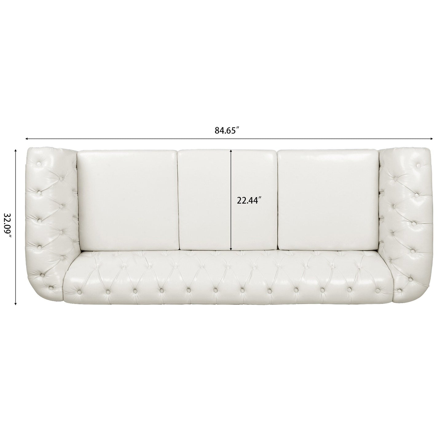Canapé Chesterfield en similicuir avec accoudoirs roulés (3 places)