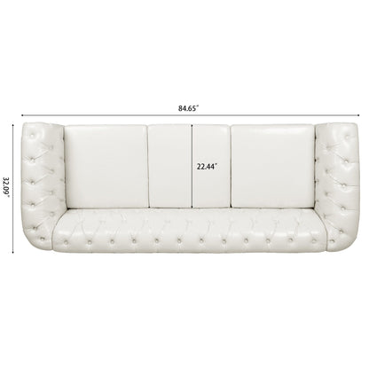 Canapé Chesterfield en similicuir avec accoudoirs roulés (3 places)
