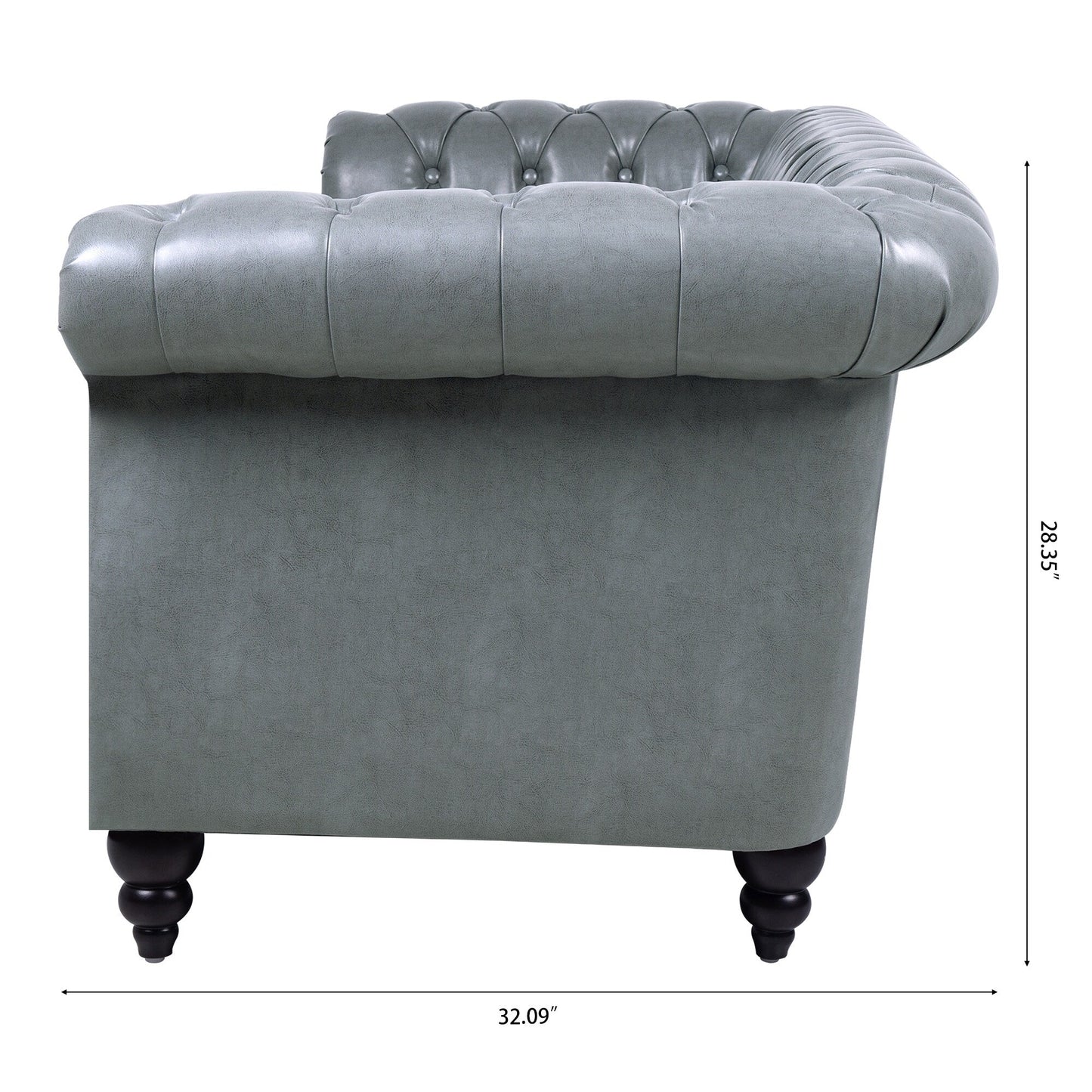 Canapé Chesterfield en similicuir avec accoudoirs roulés (3 places)