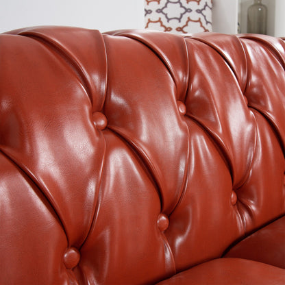 Canapé Chesterfield en similicuir avec accoudoirs roulés (3 places)