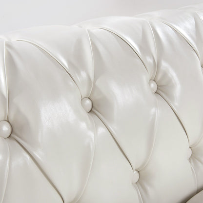Canapé Chesterfield en similicuir avec accoudoirs roulés (3 places)