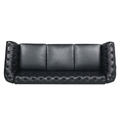 Canapé Chesterfield en similicuir avec accoudoirs roulés (3 places)