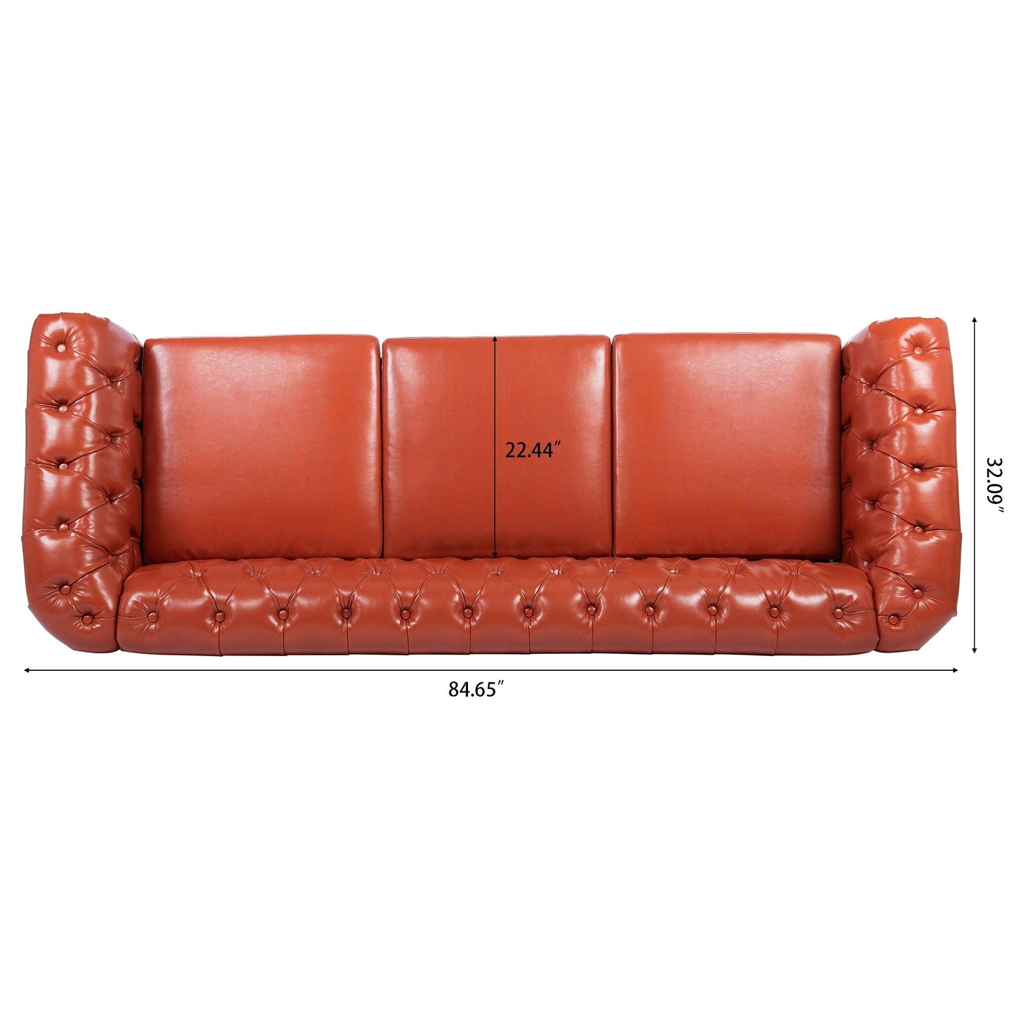 Canapé Chesterfield en similicuir avec accoudoirs roulés (3 places)