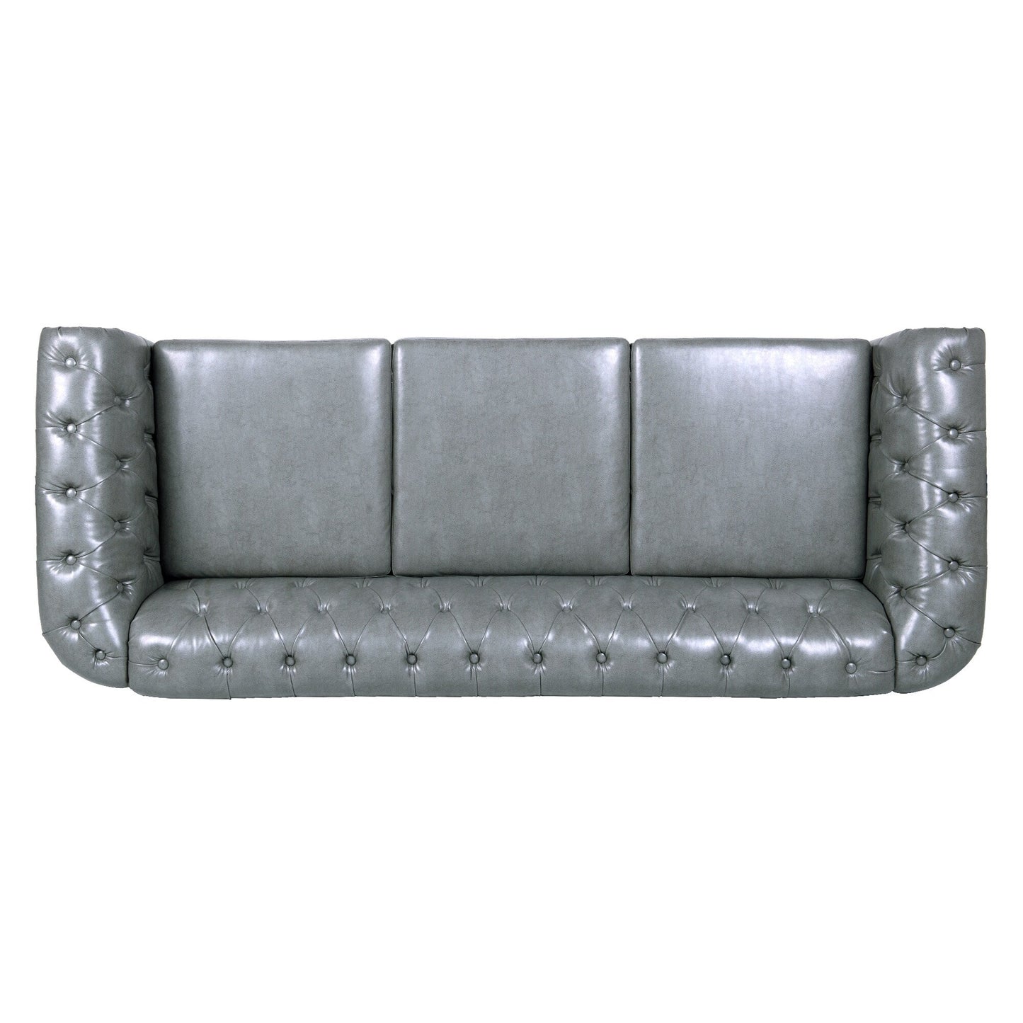 Canapé Chesterfield en similicuir avec accoudoirs roulés (3 places)