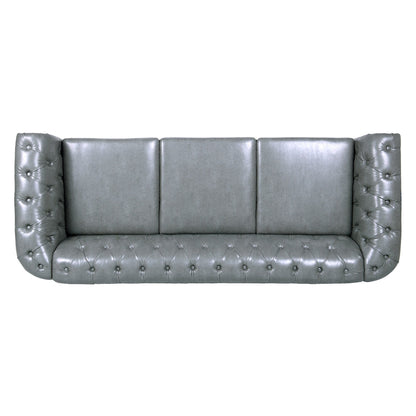 Canapé Chesterfield en similicuir avec accoudoirs roulés (3 places)