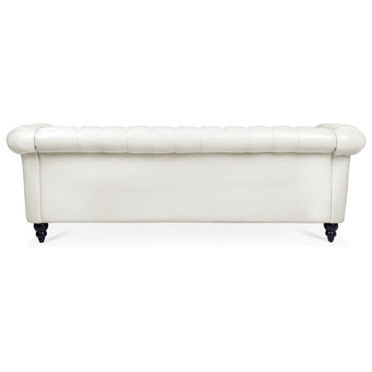 Canapé Chesterfield en similicuir avec accoudoirs roulés (3 places)