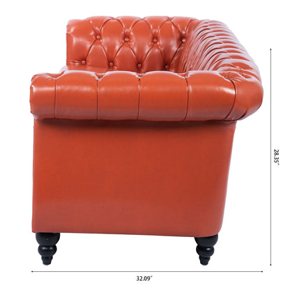 Canapé Chesterfield en similicuir avec accoudoirs roulés (3 places)