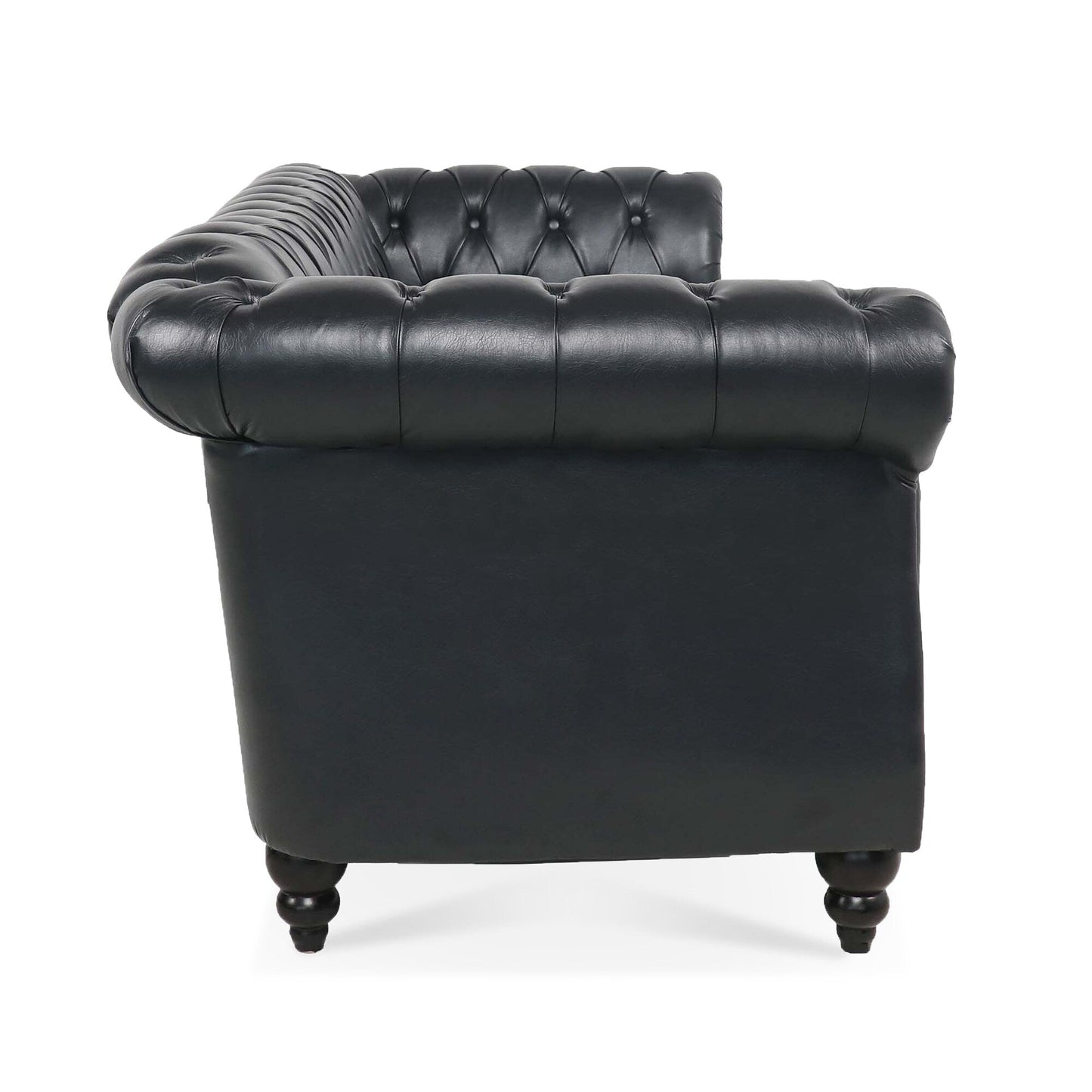 Canapé Chesterfield en similicuir avec accoudoirs roulés (3 places)
