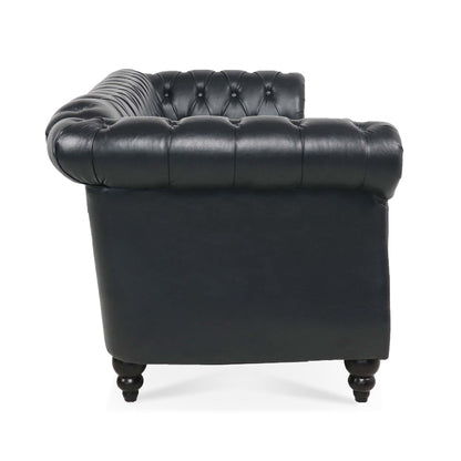 Canapé Chesterfield en similicuir avec accoudoirs roulés (3 places)