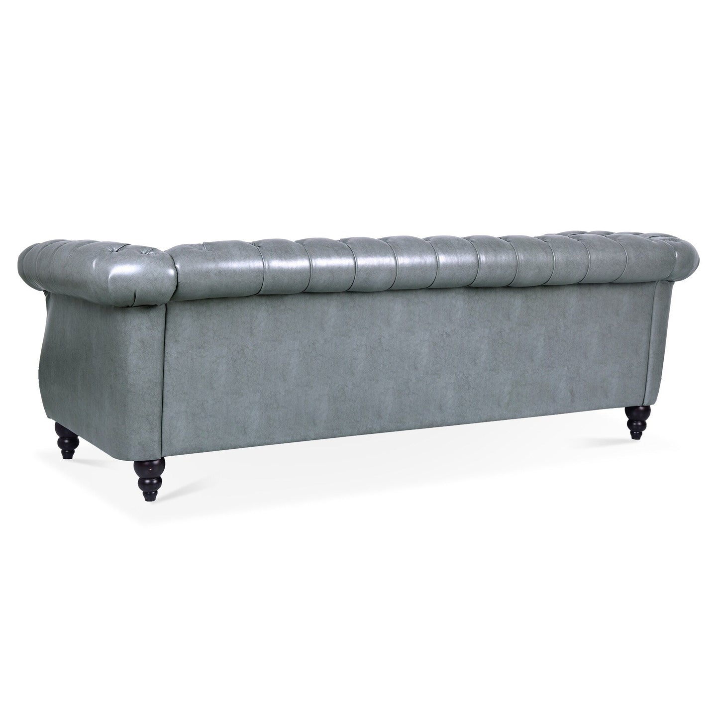 Canapé Chesterfield en similicuir avec accoudoirs roulés (3 places)