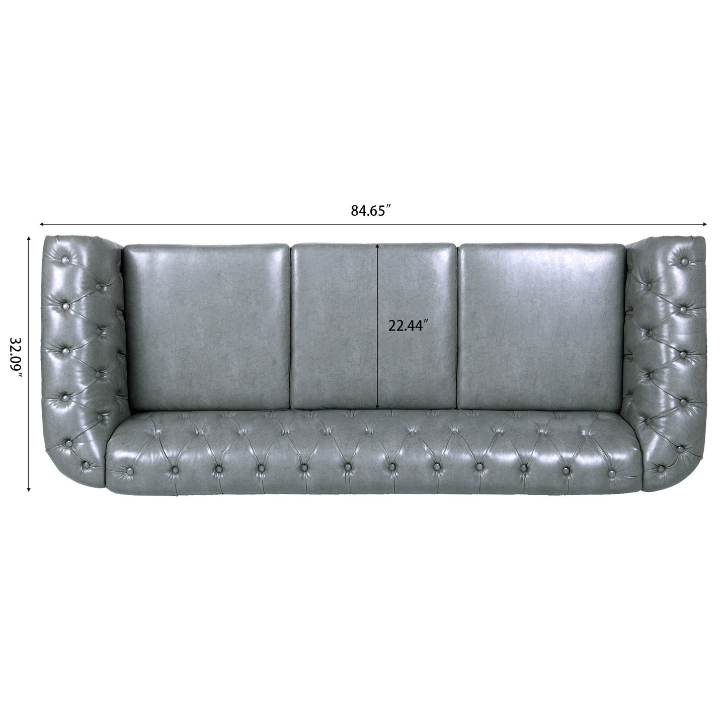 Canapé Chesterfield en similicuir avec accoudoirs roulés (3 places)