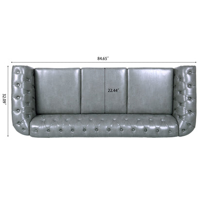 Canapé Chesterfield en similicuir avec accoudoirs roulés (3 places)