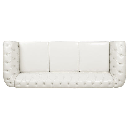 Canapé Chesterfield en similicuir avec accoudoirs roulés (3 places)