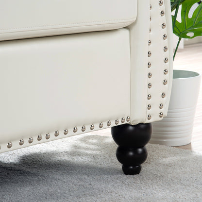 Canapé Chesterfield en similicuir avec accoudoirs roulés (3 places)