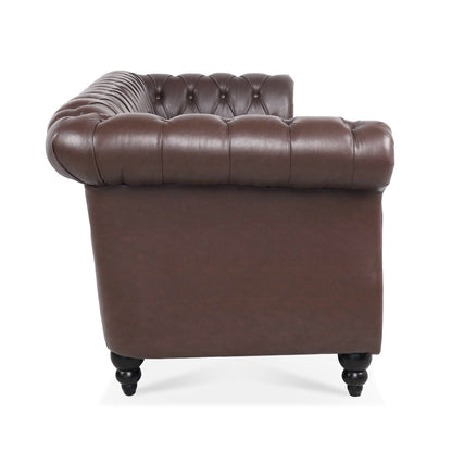 Canapé Chesterfield en similicuir avec accoudoirs roulés (3 places)