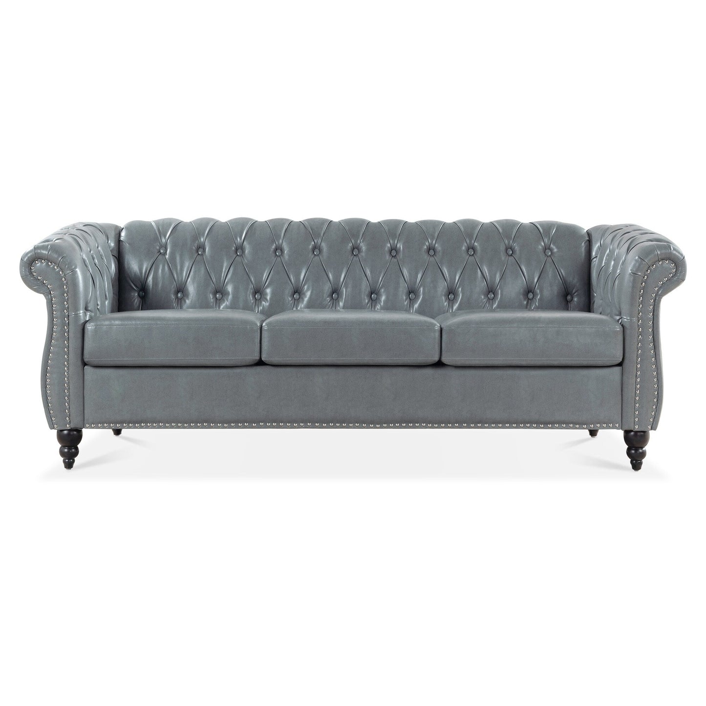 Canapé Chesterfield en similicuir avec accoudoirs roulés (3 places)