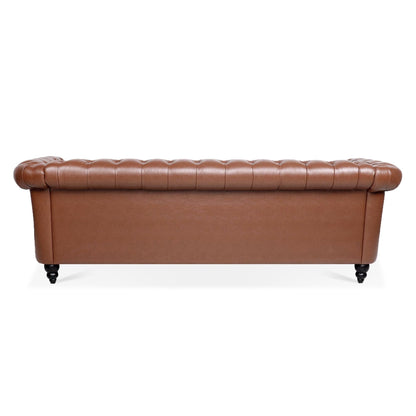 Canapé Chesterfield en similicuir avec accoudoirs roulés (3 places)