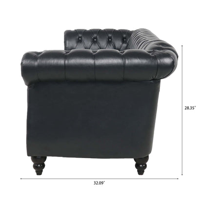 Canapé Chesterfield en similicuir avec accoudoirs roulés (3 places)