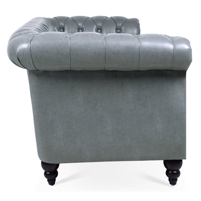 Canapé Chesterfield en similicuir avec accoudoirs roulés (3 places)