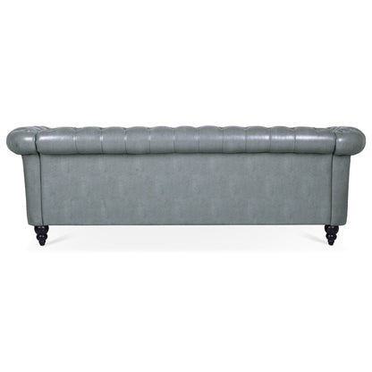 Canapé Chesterfield en similicuir avec accoudoirs roulés (3 places)
