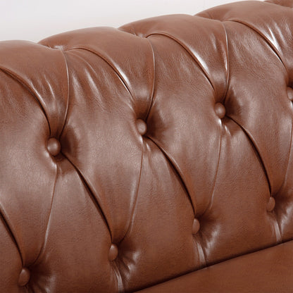 Canapé Chesterfield en similicuir avec accoudoirs roulés (3 places)
