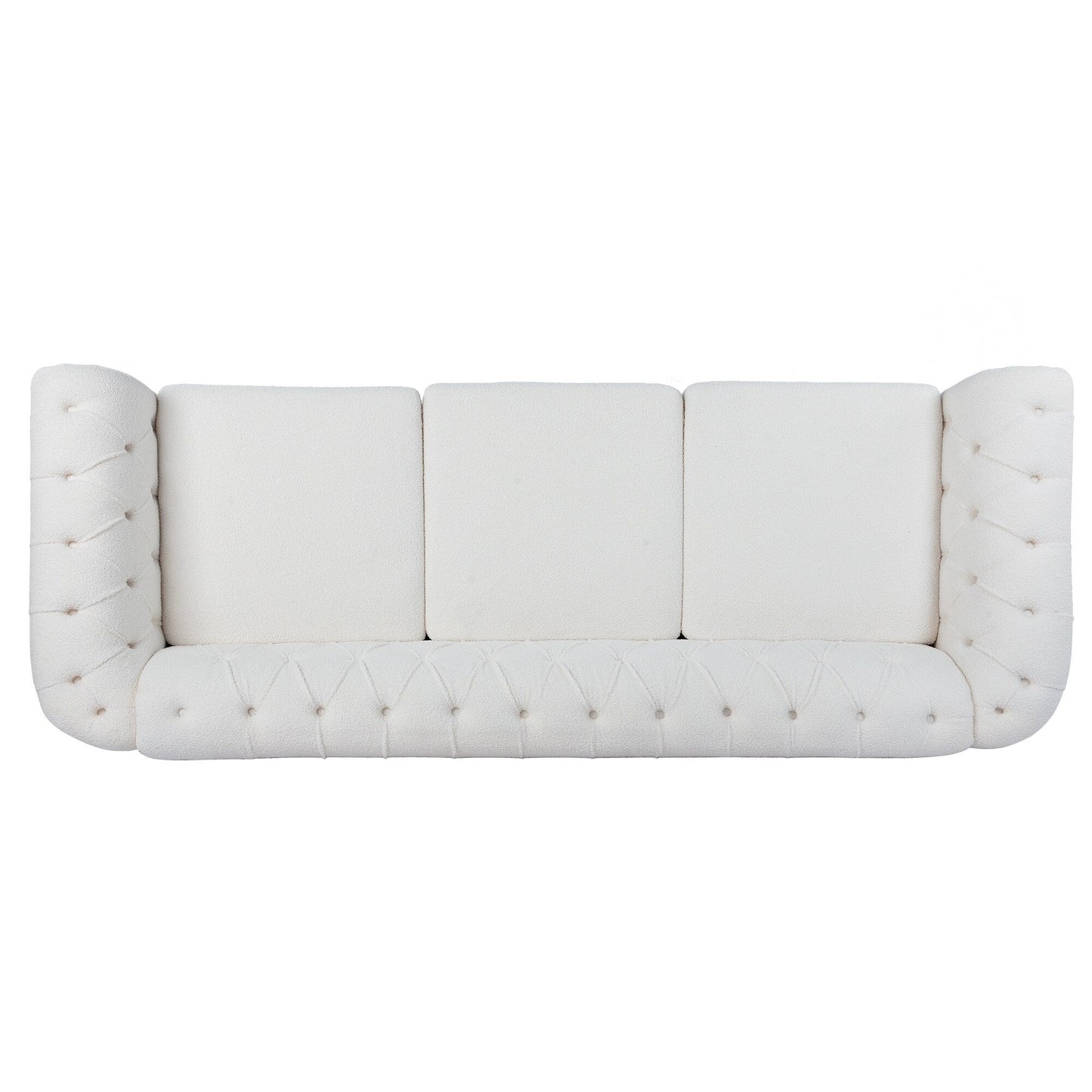 Canapé Chesterfield en polyester 84,65 avec accoudoirs roulés (3 places)