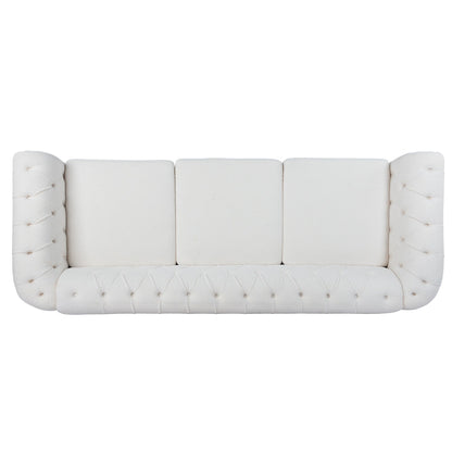Canapé Chesterfield en polyester 84,65 avec accoudoirs roulés (3 places)